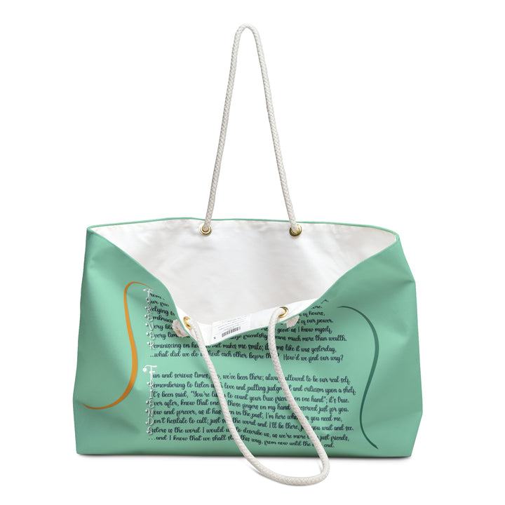 Forever Friends Acrostic Poem Weekender Tote - Green - Personalized