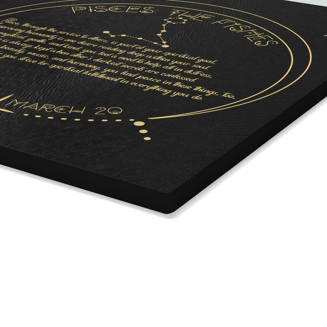 Pisces Acrostic Poem Glass Cutting Board