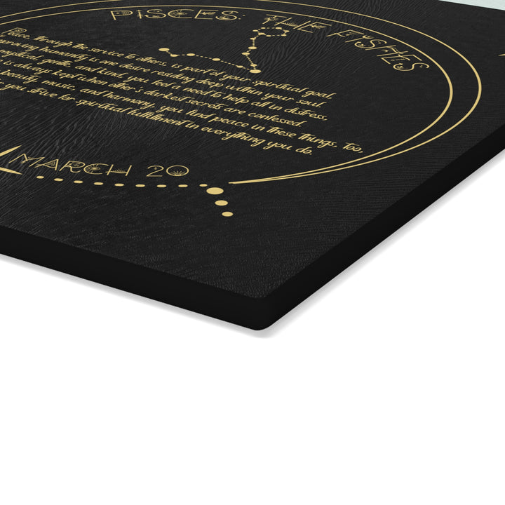 Pisces Acrostic Poem Glass Cutting Board