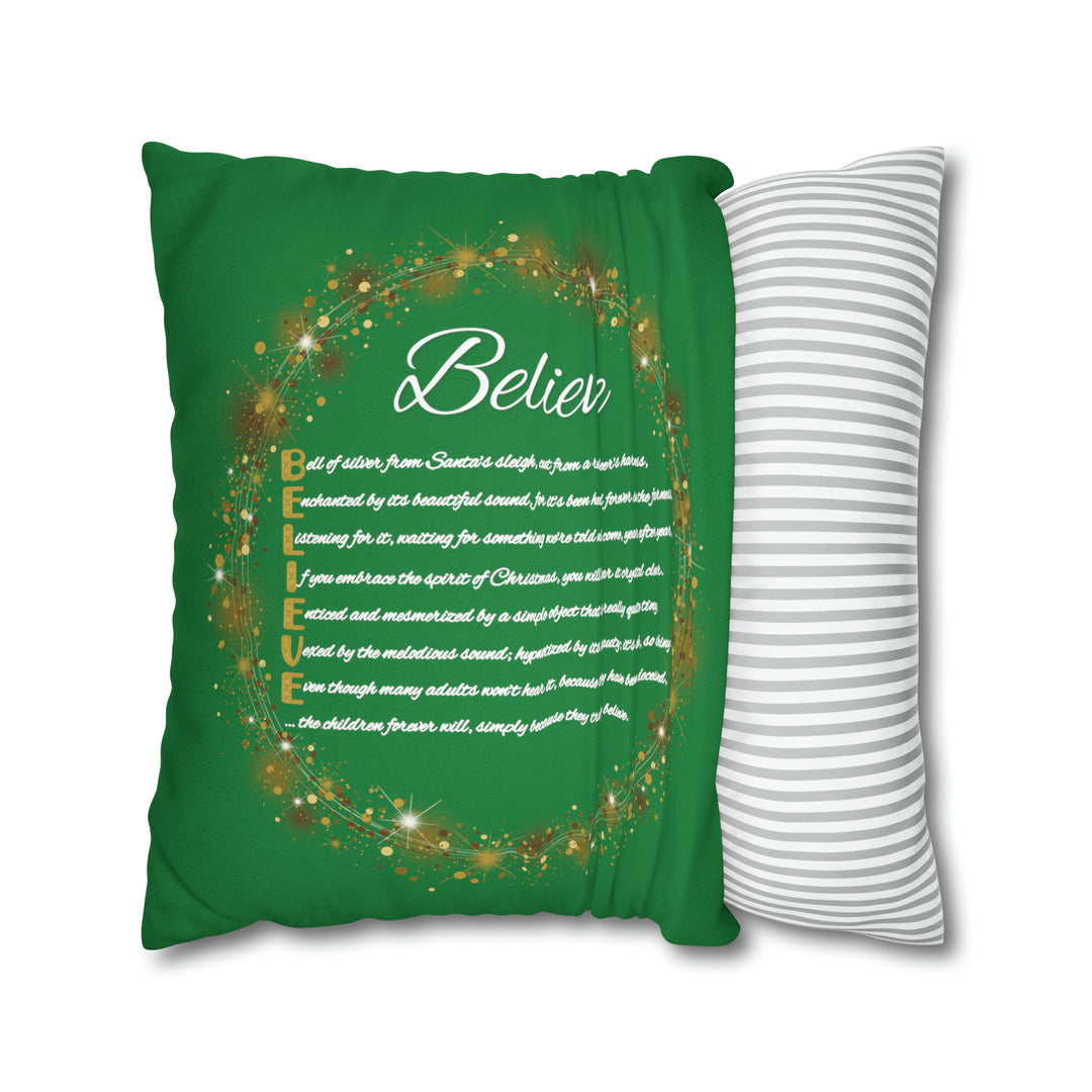 Pillow Case Cover with Acrostic Poem from "Learn, Lead, Believe" Collection Holiday, Spelling out "Believe" . Christmas Decor or Gift.