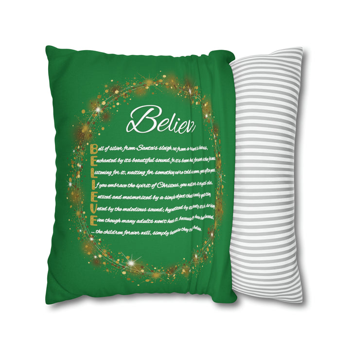 Pillow Case Cover with Acrostic Poem from "Learn, Lead, Believe" Collection Holiday, Spelling out "Believe" . Christmas Decor or Gift.