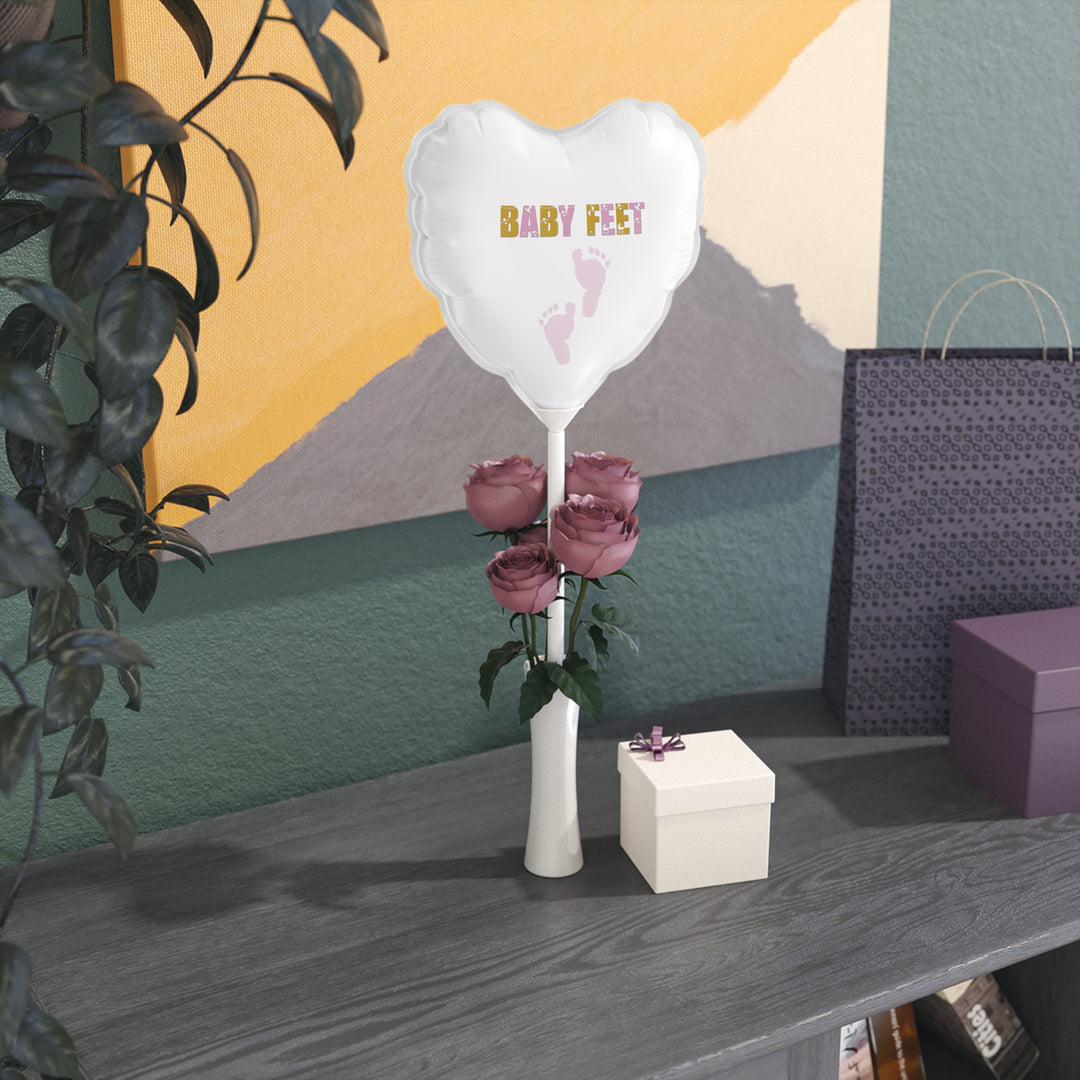 6” “Baby Feet" Heart-Shaped Baby Shower Balloons