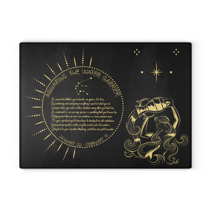 Aquarius Acrostic Poem Glass Cutting Board