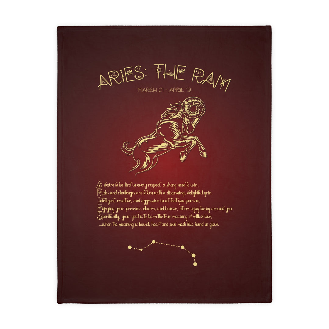 Aries Acrostic Poem Velveteen Microfiber Blanket (Two-sided print)
