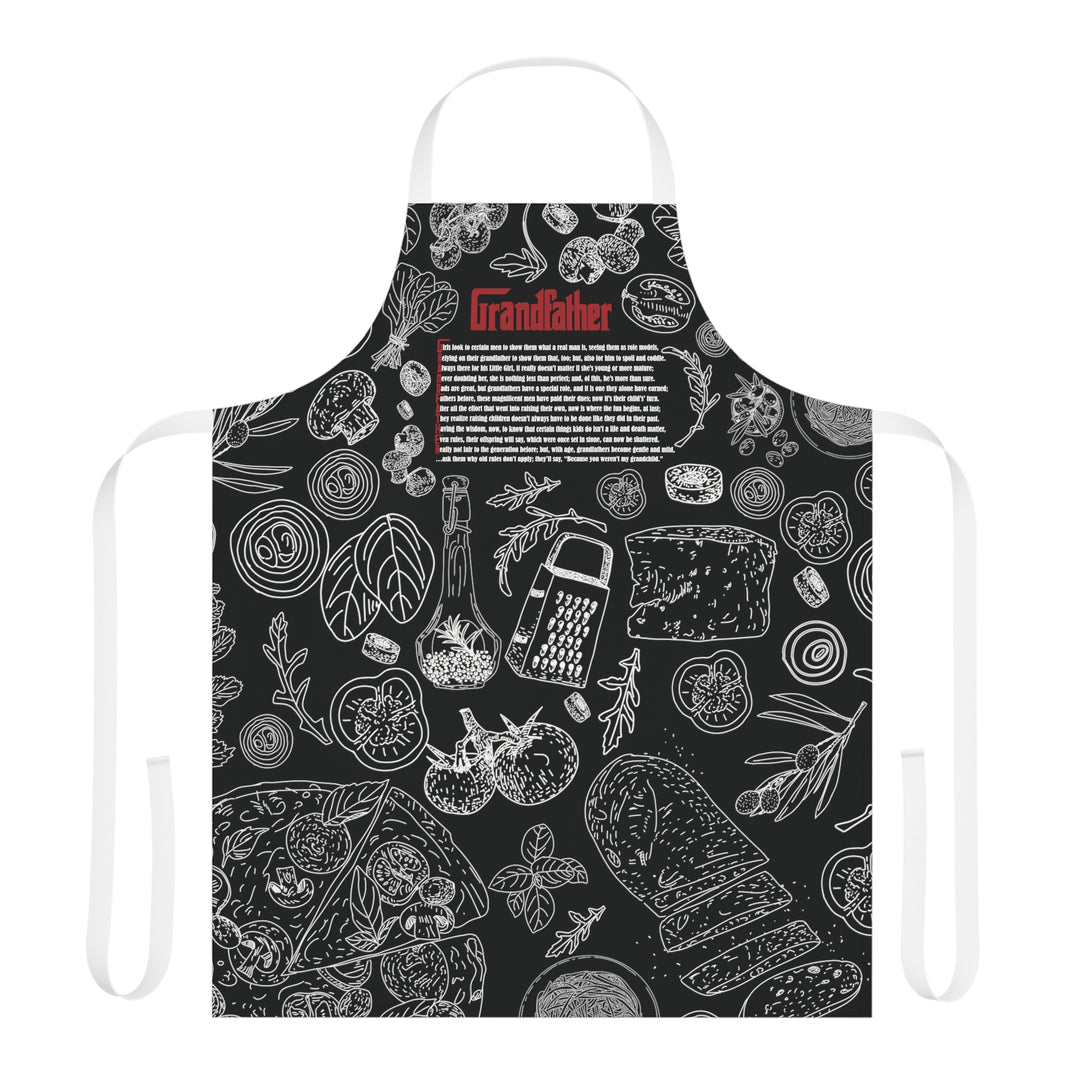 Black Chef Apron with Acrostic poem spelling out "Grandfather" - Italian Food Design