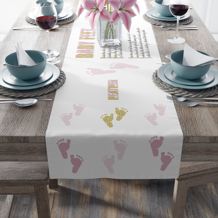 “Baby Feet” Table Runner - Pink-Gold - Personalized