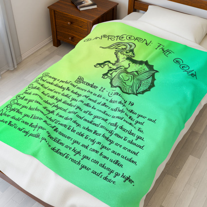 Capricorn Acrostic Poem Velveteen Plush Blanket