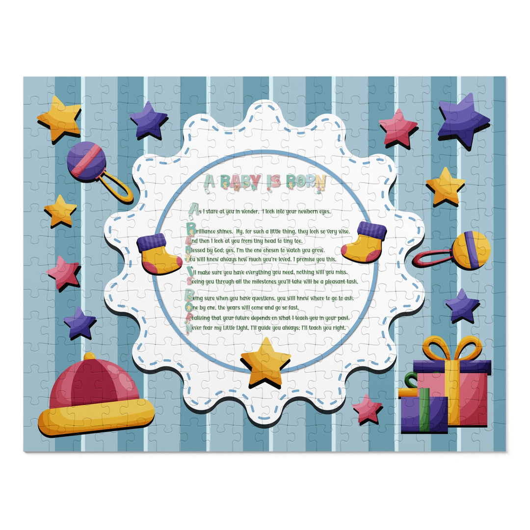 A Baby is Born Acrostic Poem Puzzle - Stars - Tin Box