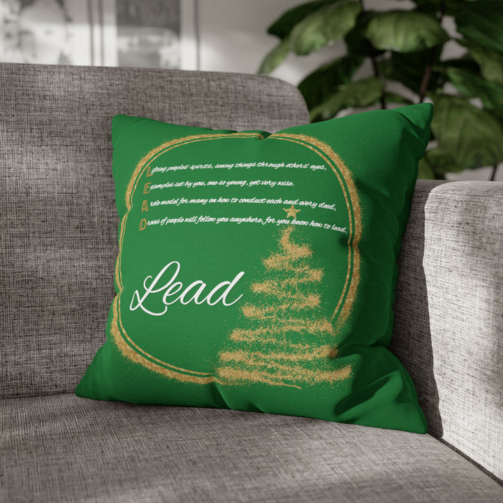 Holiday Pillow Case with Acrostic Poem  from "Learn, Lead, Believe" Collection Spelling out "Lead". Christmas Decor/Gift.