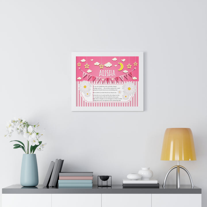 Baby Steps Framed Print Collection - Pink Stripes - "It's a Girl" Personalized