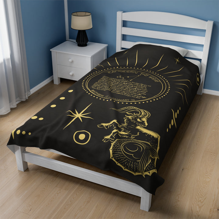 Written in the Stars Velveteen plush blanket with acrostic poem spelling out "Capricorn"