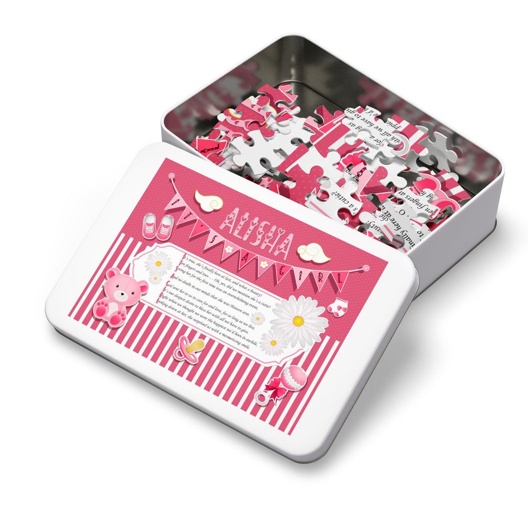 It's a Girl Acrostic Poem Puzzle - Banner and Stripes - Personalized