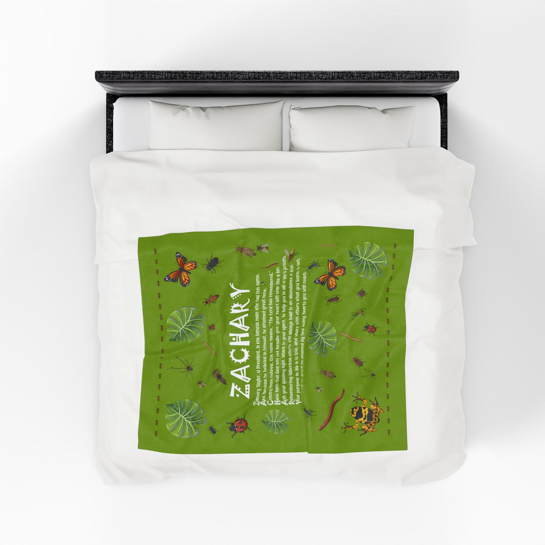 Namesakes Acrostic Poem Velveteen Plush Blanket - Bug Design