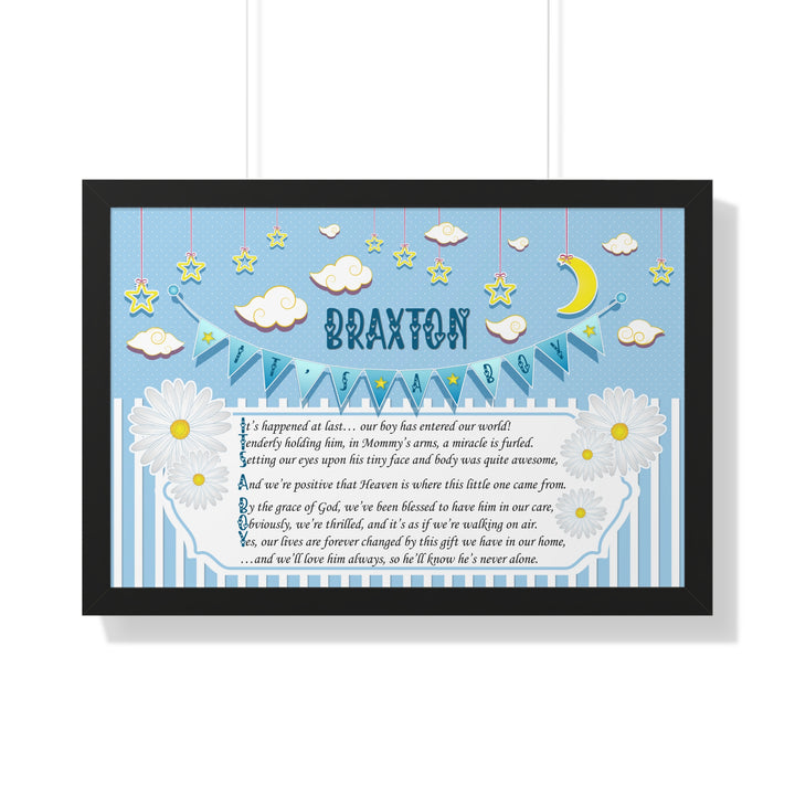 Baby Steps "It's a Boy" Framed Print Collection - Blue Stripes - Personalized
