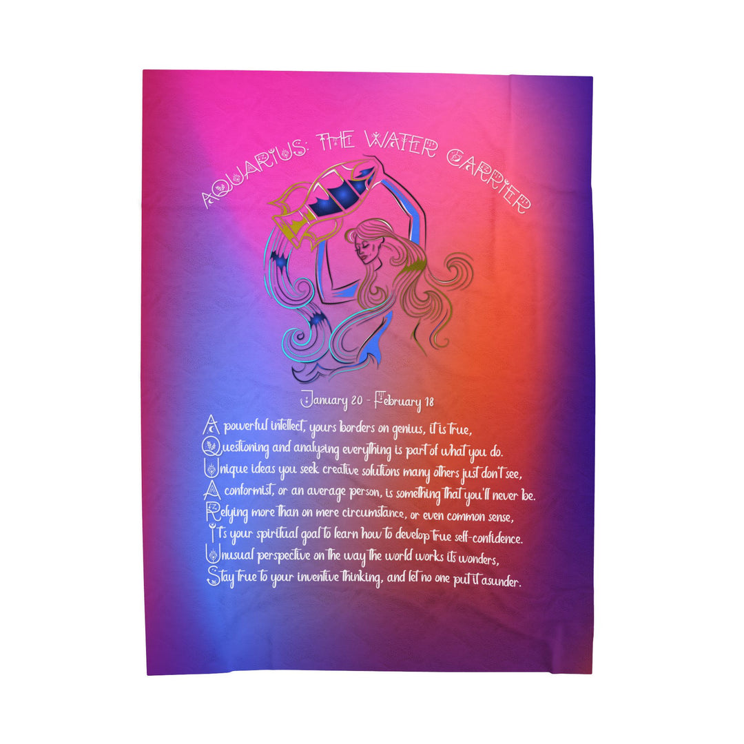 Aquarius Acrostic Poem Velveteen Plush Blanket - Colored