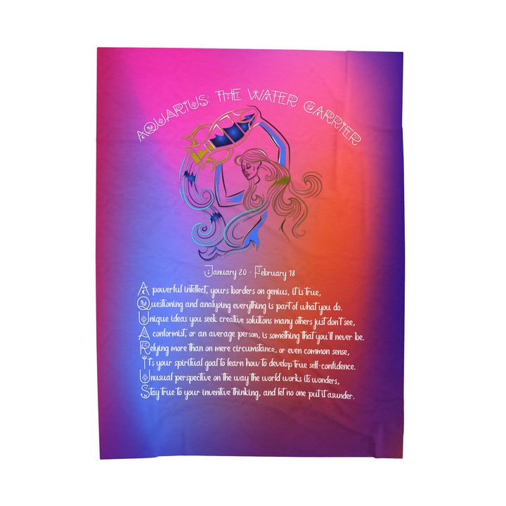 Aquarius Acrostic Poem Velveteen Plush Blanket - Colored