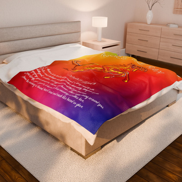 Aries Acrostic Poem Velveteen Plush Blanket  - Colorful