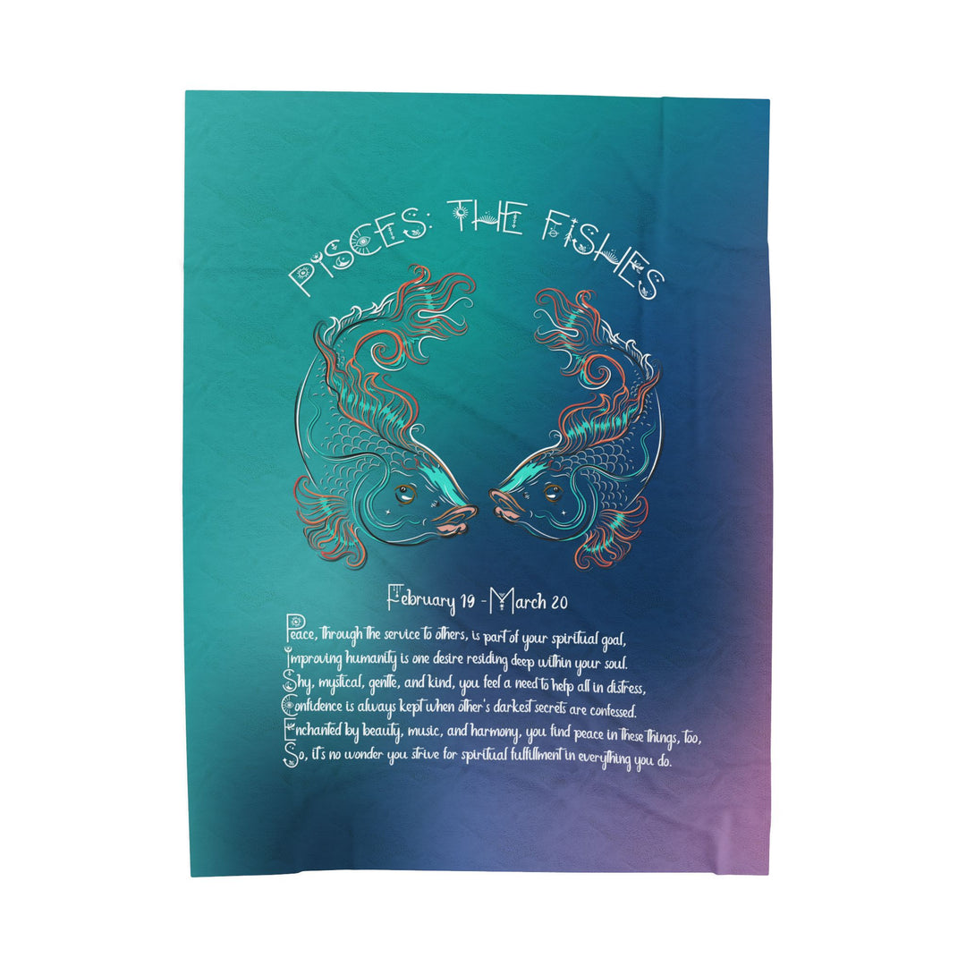 Pisces Acrostic Poem Velveteen Plush Blanket - Colored