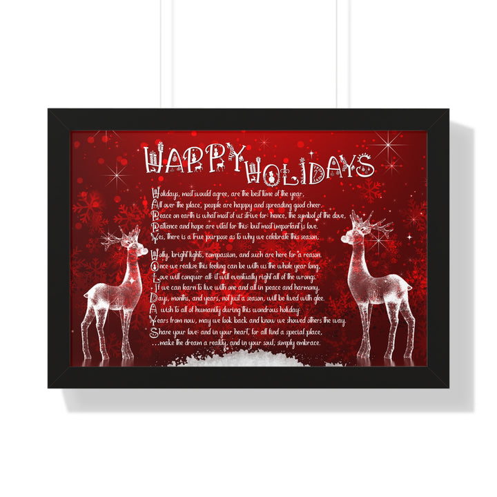 It's Just a Phrase "Happy Holidays" Framed Horizontal Acrostic Poem Poster