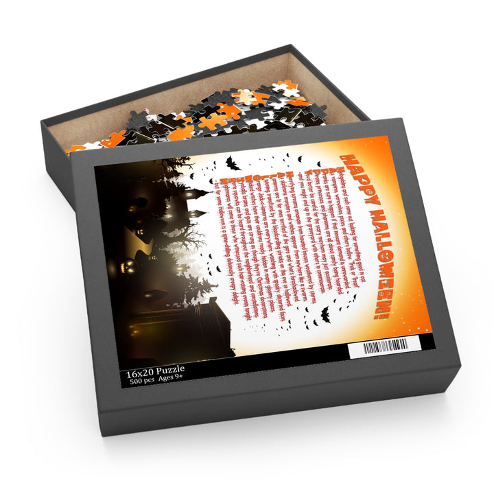 Happy Halloween Acrostic Poem Puzzle - Haunted Mansion - Cardboard Box