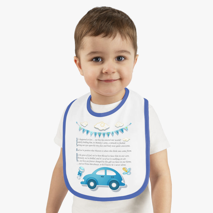 Baby Steps Acrostic Poem - Contrast Trim Jersey Bib - "It's a Boy"