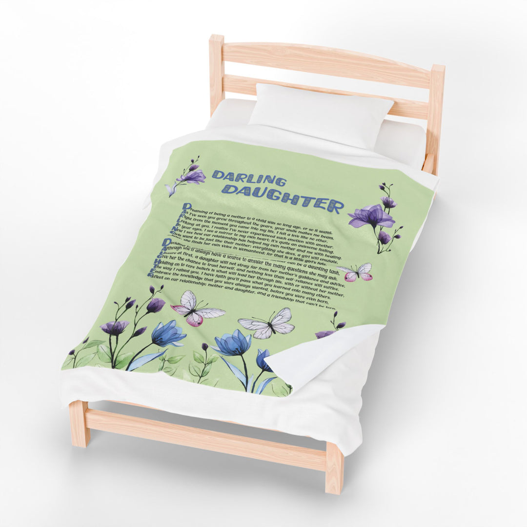 Darling Daughter Acrostic Poem Velveteen Plush Blanket - Floral Design