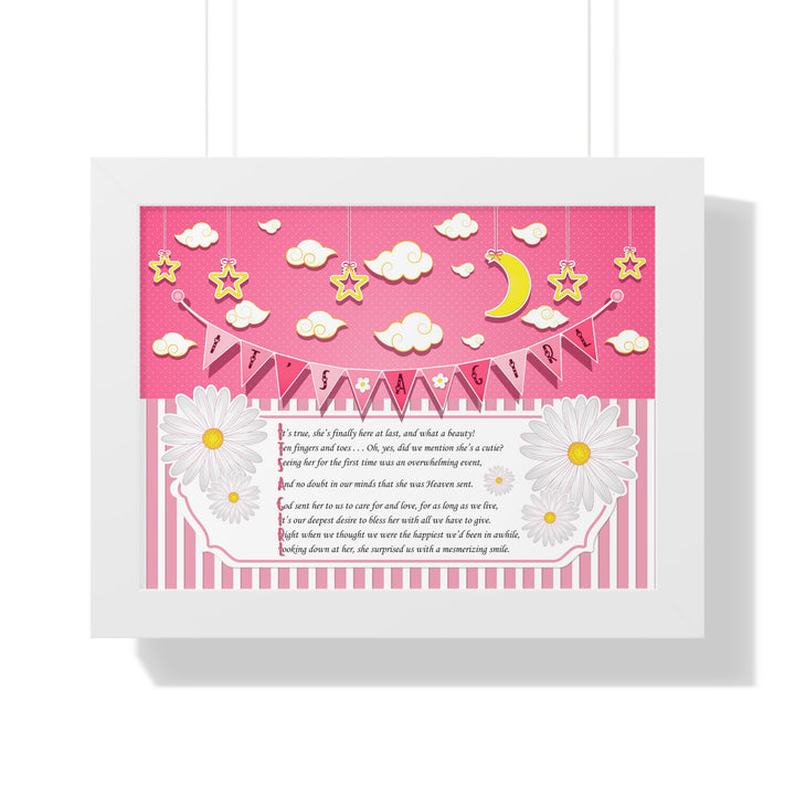 Baby Steps "It's a Girl" Framed Print - Pink Stripes -No Personalization