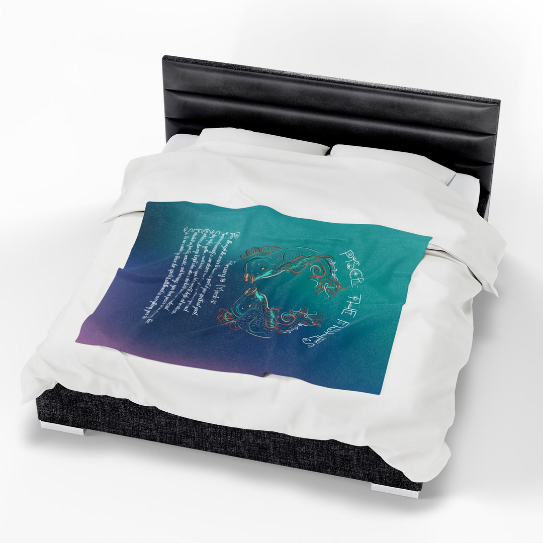 Pisces Acrostic Poem Velveteen Plush Blanket - Colored