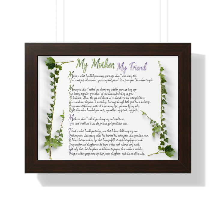 "My Mother, My Friend" Framed Acrostic Poem Print - Soft