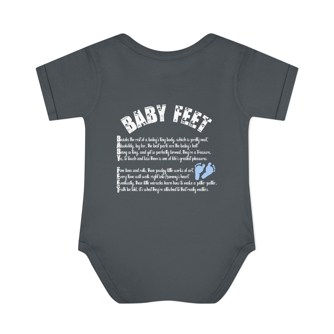 Baby Feet Acrostic Poem Baby Bodysuit - Blue Footprints