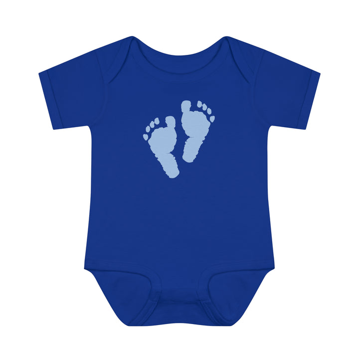 Baby Steps "Baby Feet" Acrostic Poem Bodysuit - Blue Footprints