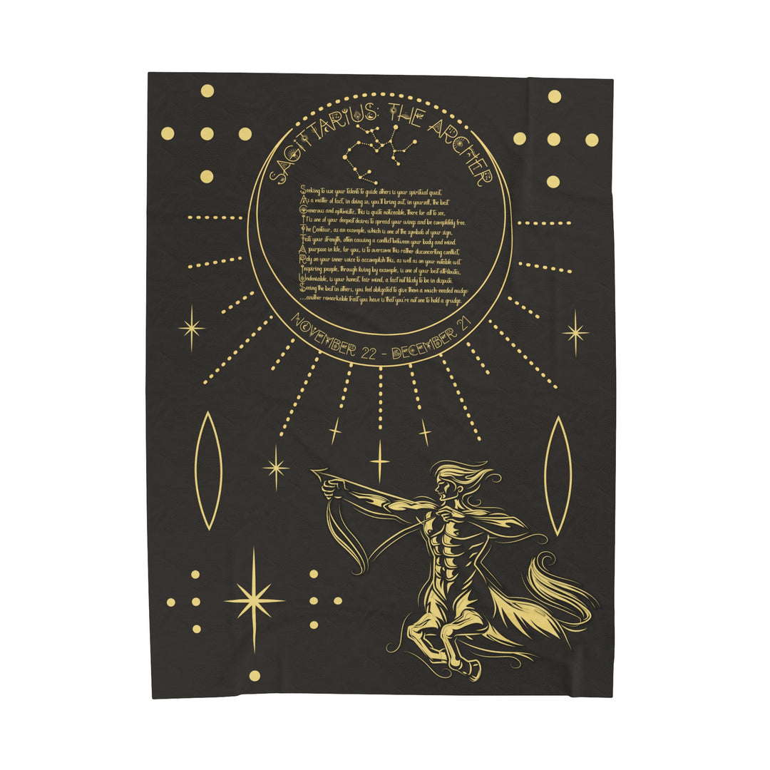 Written in the Stars Velveteen plush blanket with acrostic poem spelling out "Sagittarius"