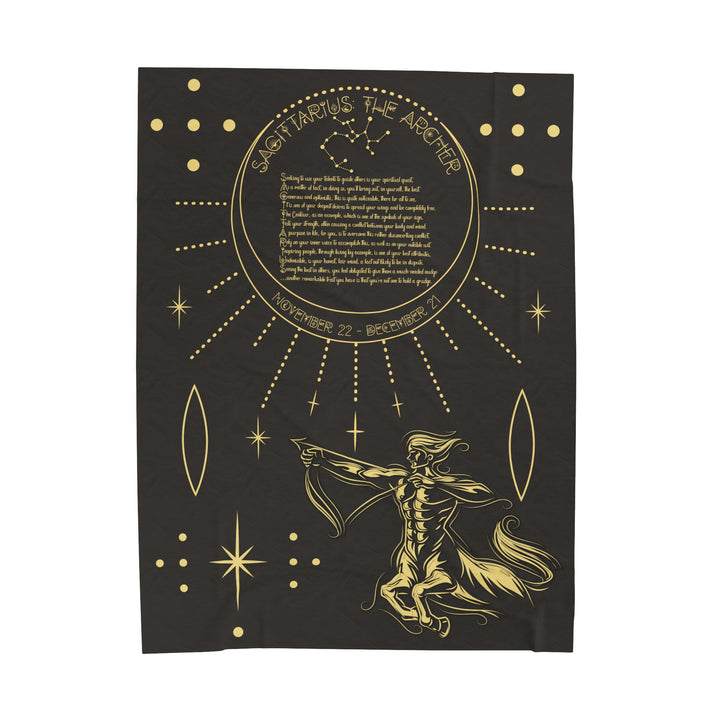 Written in the Stars Velveteen plush blanket with acrostic poem spelling out "Sagittarius"