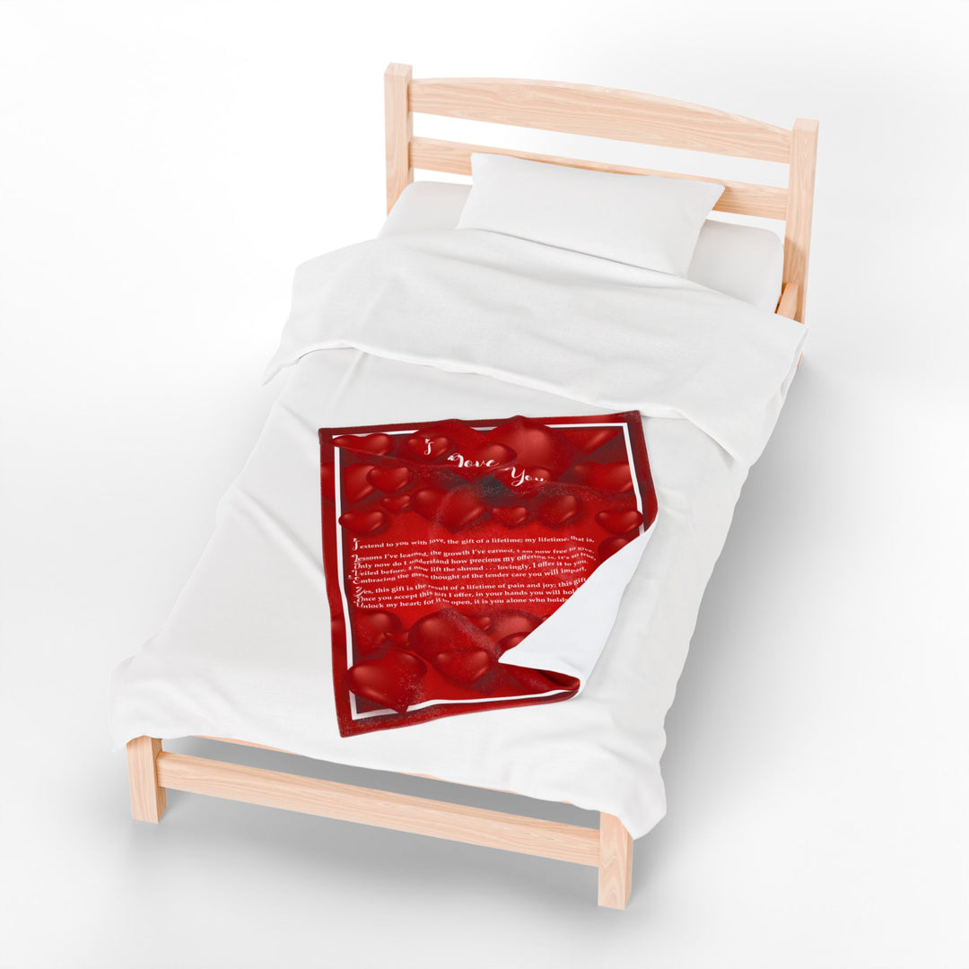 I Love You Acrostic Poem Velveteen Plush Blanket - Red