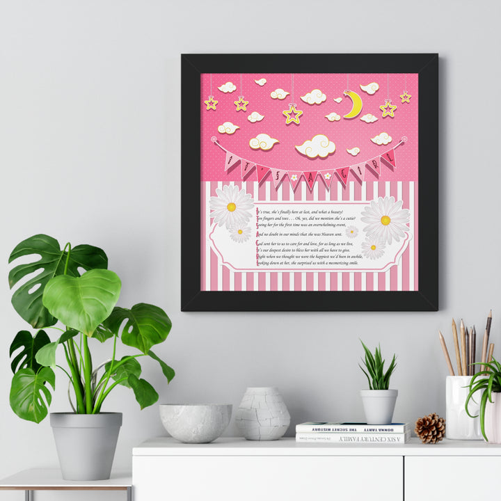 Baby Steps "It's a Girl" Framed Print - Pink Stripes -No Personalization
