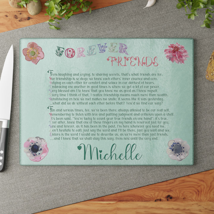 It's Just a Phrase Glass Cutting Board - "Forever Friends" - Personalized