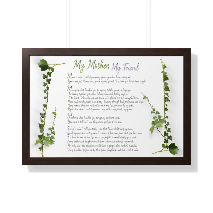 It's Just a Phrase "My Mother, My Friend" Framed Acrostic Poem Print