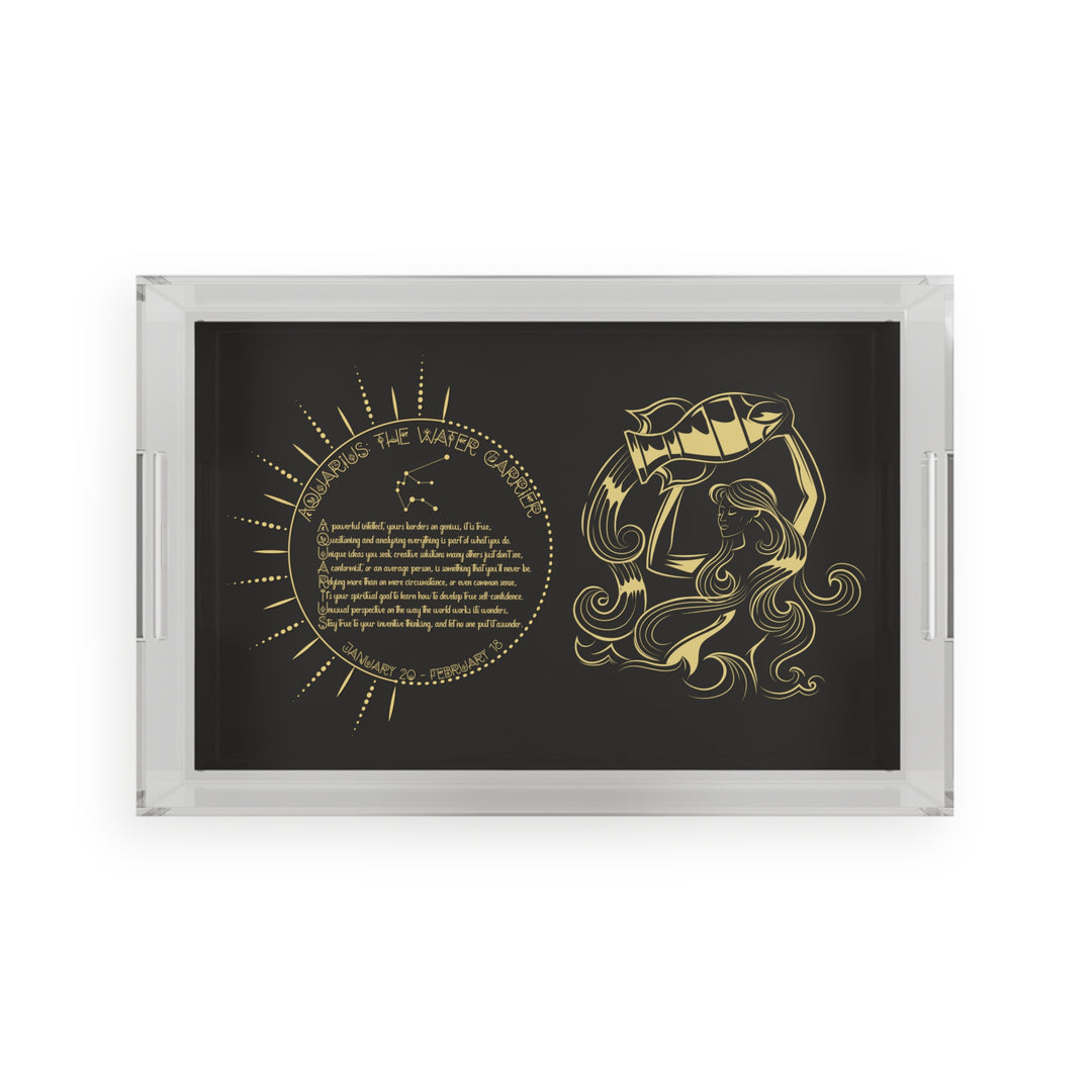 Aquarius Acrostic Poem Acrylic Serving Tray