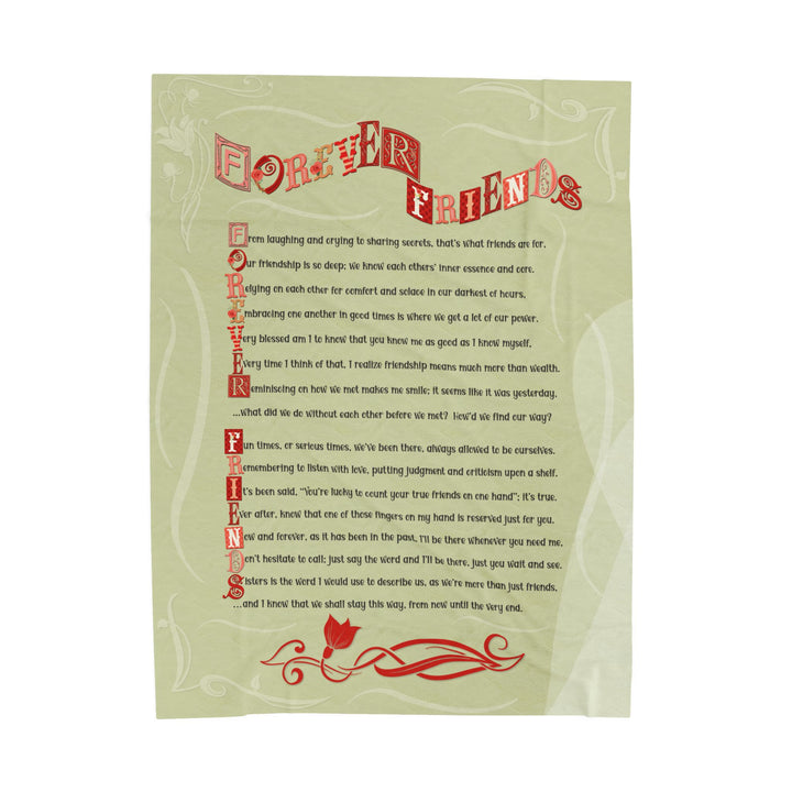 Forever Friends Acrostic Poem Velveteen Plush Blanket - Sage