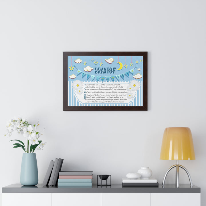 Baby Steps "It's a Boy" Framed Print Collection - Blue Stripes - Personalized
