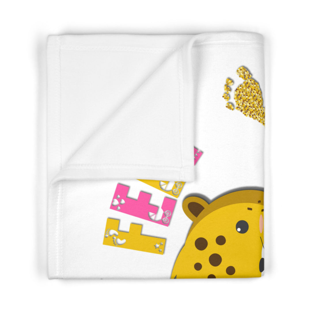 Baby Feet Acrostic Poem Blanket - Pink-Gold-  Baby Leopard