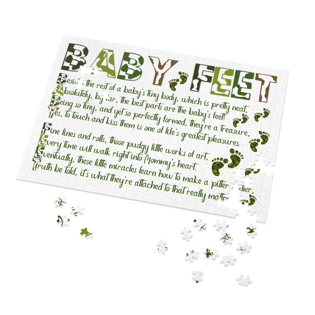 Baby Feet Acrostic Poem Jigsaw Puzzle - Camo - Tin Box - No Personalization