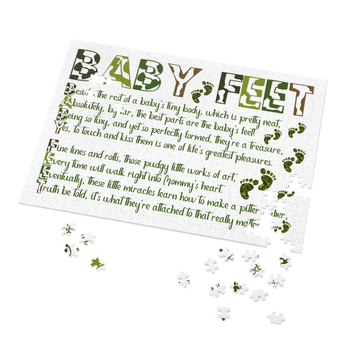 Baby Feet Acrostic Poem Jigsaw Puzzle - Camo - Tin Box - No Personalization