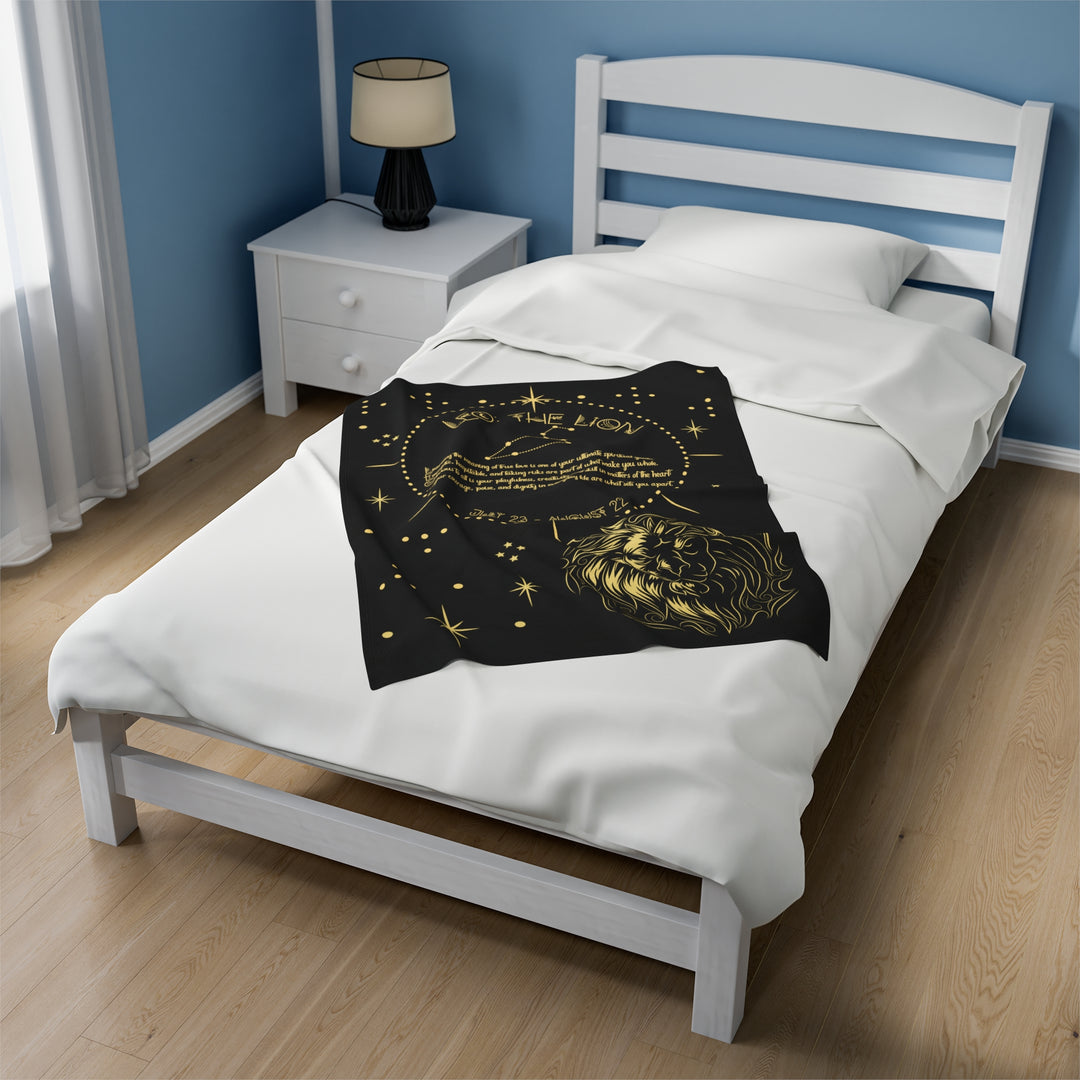 Written in the Stars Velveteen plush blanket with acrostic poem spelling out "Leo"
