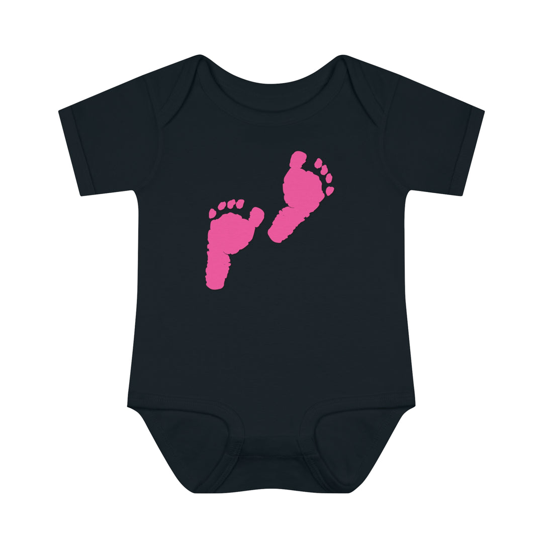 Baby Steps "Baby Feet" Acrostic Poem Bodysuit - Pink Footprints
