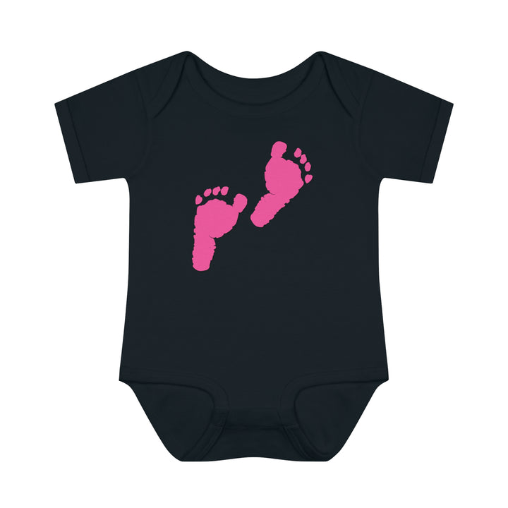 Baby Steps "Baby Feet" Acrostic Poem Bodysuit - Pink Footprints