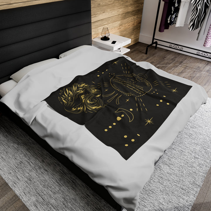 Written in the Stars Velveteen plush blanket with acrostic poem spelling out "Virgo"
