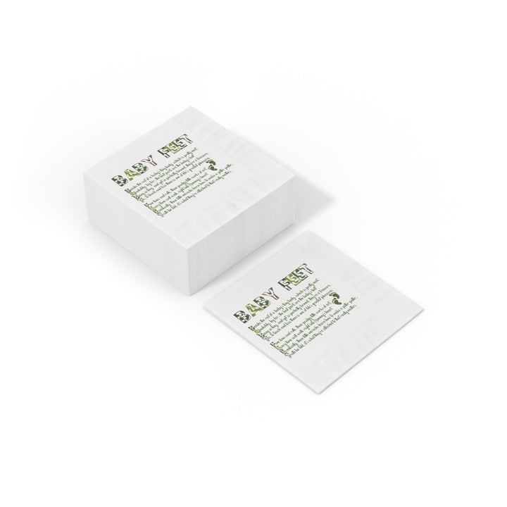 Baby Feet White Coined Napkins - Camo - No Personalization
