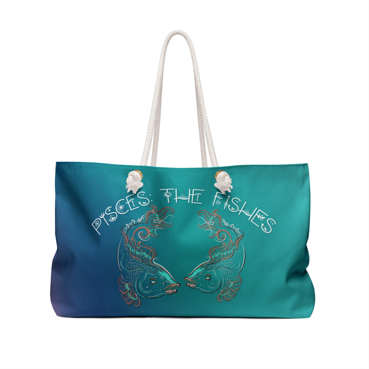 Weekender Bag with Acrostic Poem Spelling out "Pisces"