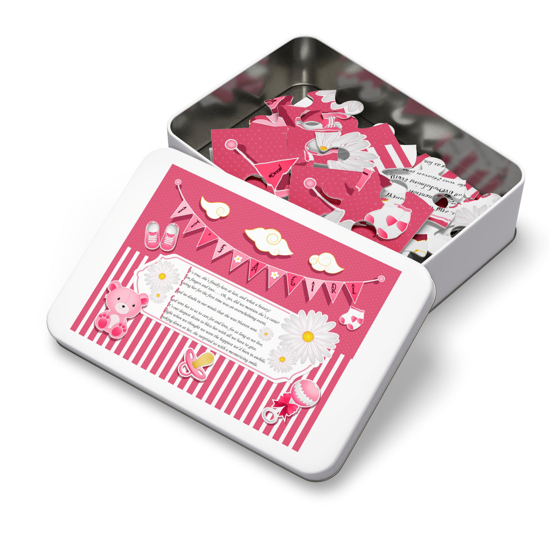 It's a Girl Acrostic Poem Puzzle - Banner and Stripes - No Personalization